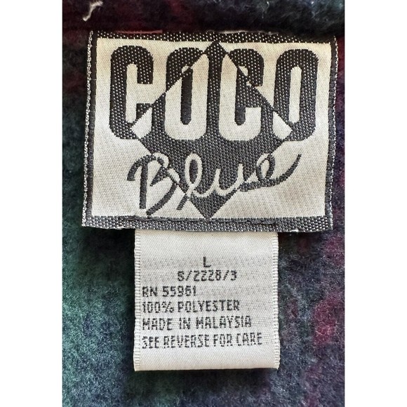 Coco Blue Women’s Fleece Button up Blazer Red Green Plaid Coat Jacket Size Large - Picture 4 of 6